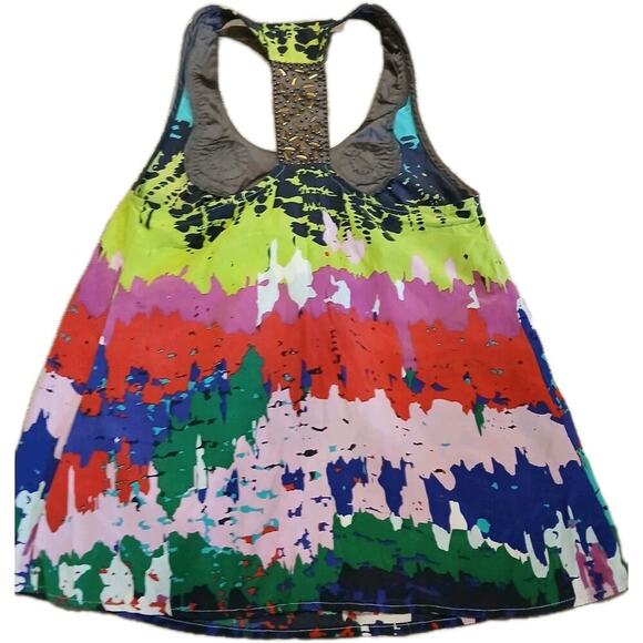 Y2K Style Jaloux Silk Multicolor Beaded Racerback Tank S - Picture 2 of 7